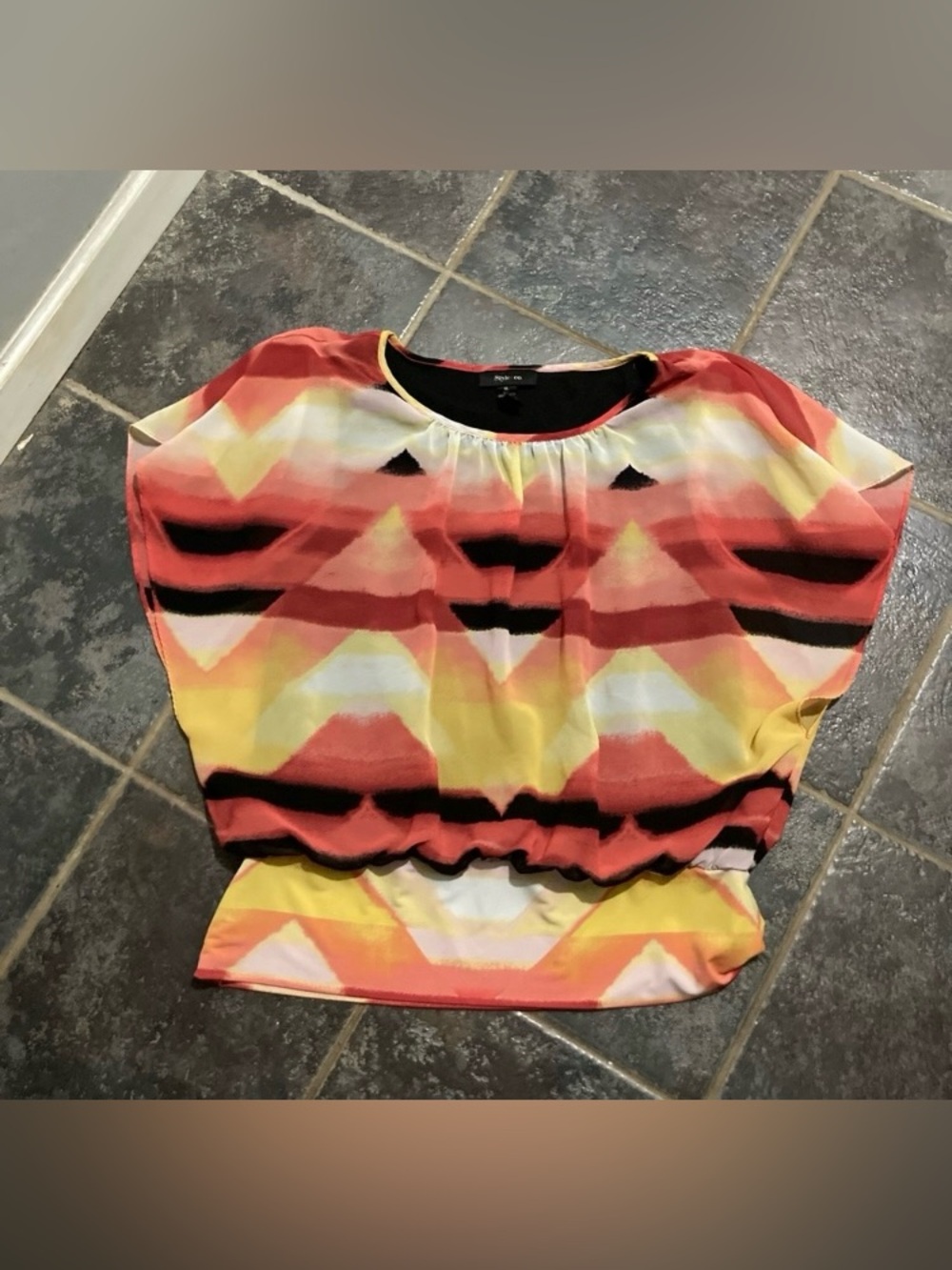 Style & Co. Banded Bottom Short-Sleeve Geometric Tunic Women’s Size XL